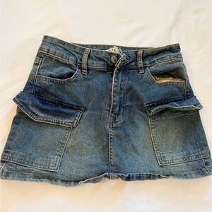 Denim Cargo Pocket Mini Skirt - Blue